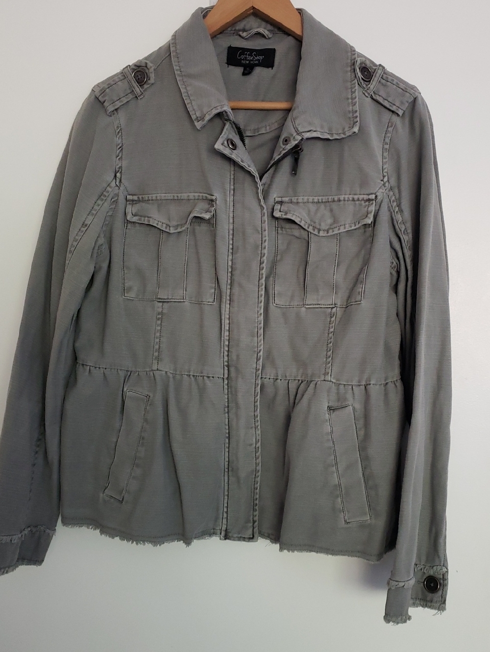 Cathy Jean Light Olive Utility Jacket with Draw Waist